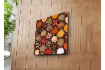 Canvastavla 45x45 cm - Färgglad samling av kryddor i skålar - Röd / Gul / Grön - Inredning - Tavlor & posters - Canvastavla