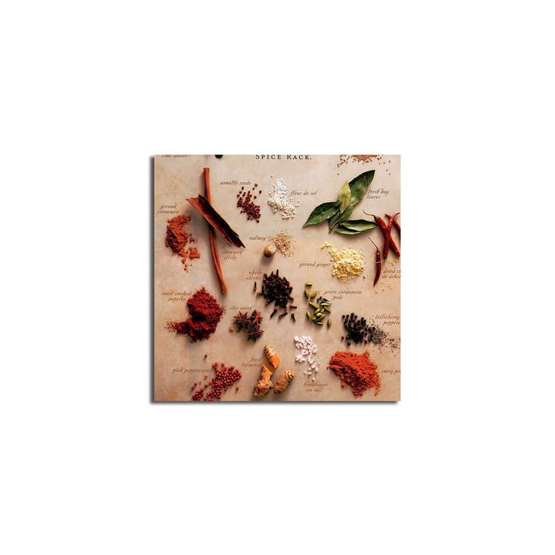 Canvastavla 45x45 cm - Färgglad samling av kryddor och örter - Röd / Grön / Brun - Inredning - Tavlor & posters - Canvastavla
