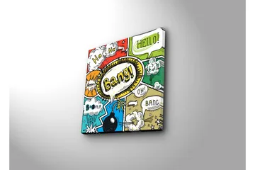 Canvastavla 45x45 cm - Färgglad popkonst med pratbubblor och explosioner - Röd / Grön / Blå - Inredning - Tavlor & posters - Canvastavla