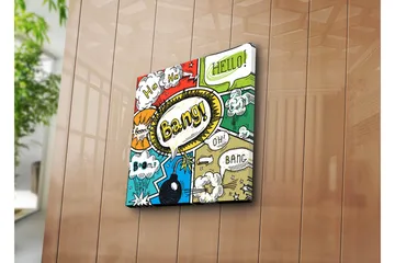 Canvastavla 45x45 cm - Färgglad popkonst med pratbubblor och explosioner - Röd / Grön / Blå - Inredning - Tavlor & posters - Canvastavla