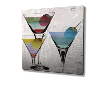 Canvastavla 45x45 cm - Färgglada cocktailglas med fruktskivor - Grön / Blå / Röd - Inredning - Tavlor & posters - Canvastavla