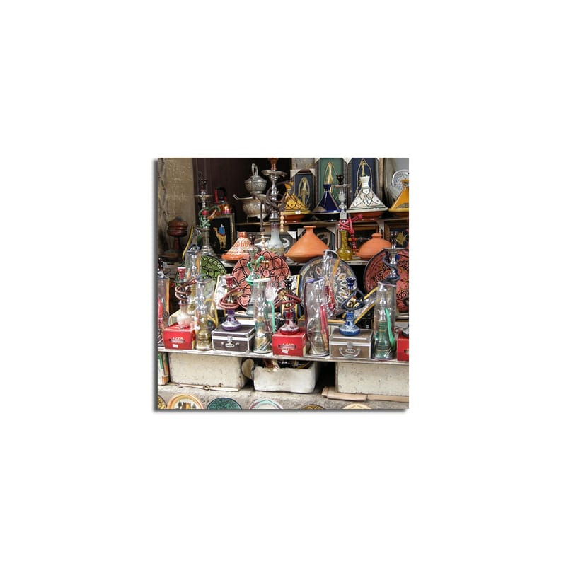 Canvastavla 45x45 cm - Färgglada hantverk och dekorativa föremål i en marknadsställning - Röd / Grön / Orange - Inredning - Tavlor & posters - Canvastavla