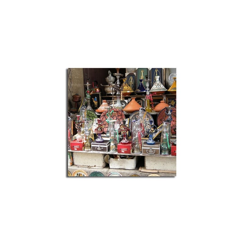 Canvastavla 45x45 cm - Färgglada hantverk och dekorativa föremål i en marknadsställning - Röd / Grön / Orange - Inredning - Tavlor & posters - Canvastavla