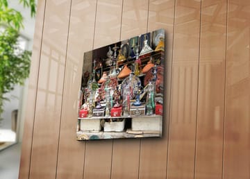 Canvastavla 45x45 cm - Färgglada hantverk och dekorativa föremål i en marknadsställning - Röd / Grön / Orange - Inredning - Tavlor & posters - Canvastavla