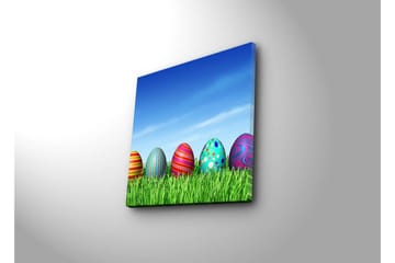 Canvastavla 45x45 cm - Färgglada påskägg i grön gräsmatta - Grön / Blå / Röd - Inredning - Tavlor & posters - Canvastavla