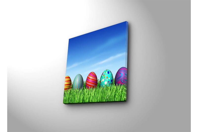 Canvastavla 45x45 cm - Färgglada påskägg i grön gräsmatta - Grön / Blå / Röd - Inredning - Tavlor & posters - Canvastavla