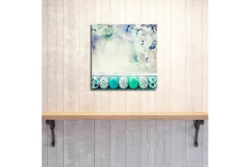 Canvastavla 45x45 cm - Färgglada påskägg i en vårig miljö - Turkos / Vit / Grön - Inredning - Tavlor & posters - Canvastavla