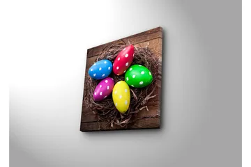 Canvastavla 45x45 cm - Färgglada påskägg i ett bo - Blå / Grön / Rosa - Inredning - Tavlor & posters - Canvastavla