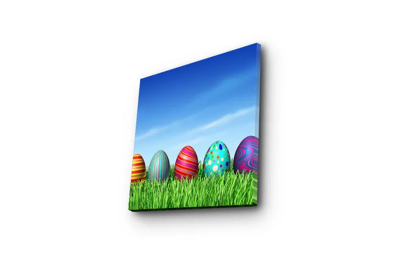 Canvastavla 45x45 cm - Färgglada påskägg i grön gräsmatta - Grön / Blå / Röd - Inredning - Tavlor & posters - Canvastavla