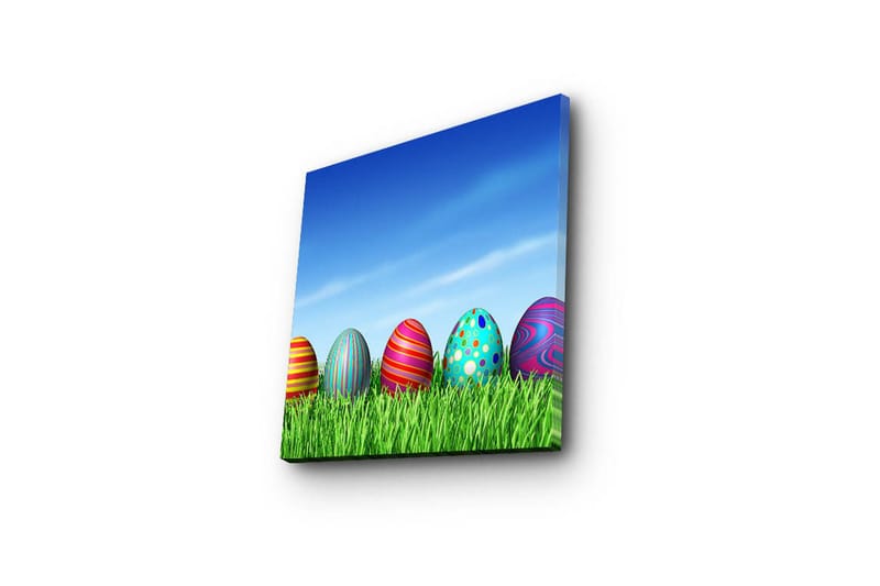 Canvastavla 45x45 cm - Färgglada påskägg i grön gräsmatta - Grön / Blå / Röd - Inredning - Tavlor & posters - Canvastavla
