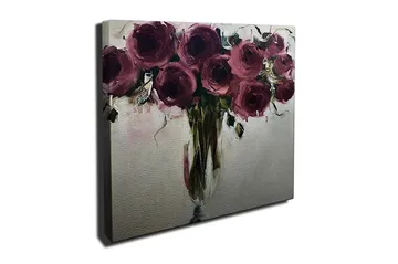 Canvastavla 45x45 cm - Färgrik bukett av rosor - Mörkröd / Grön / Beige - Inredning - Tavlor & posters - Canvastavla