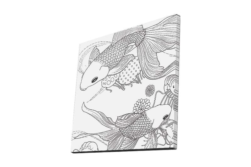 Canvastavla 45x45 cm - Fina koi-fiskar i en lekfull komposition, Svart / Vitt