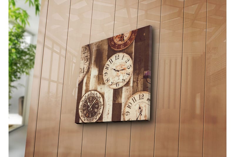 Canvastavla 45x45 cm - Flera vintage väggur i olika storlekar och stilar - Beige / Brunt / Svart - Inredning - Tavlor & posters - Canvastavla