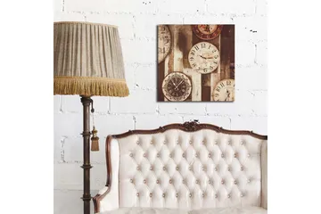 Canvastavla 45x45 cm - Flera vintage väggur i olika storlekar och stilar - Beige / Brunt / Svart - Inredning - Tavlor & posters - Canvastavla