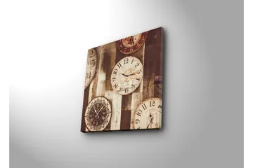 Canvastavla 45x45 cm - Flera vintage väggur i olika storlekar och stilar - Beige / Brunt / Svart - Inredning - Tavlor & posters - Canvastavla