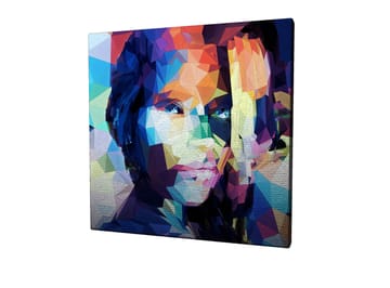 Canvastavla 45x45 cm - Geometrisk porträtt av en kvinna i färgglad stil - Blå / Röd / Grön - Inredning - Tavlor & posters - Canvastavla