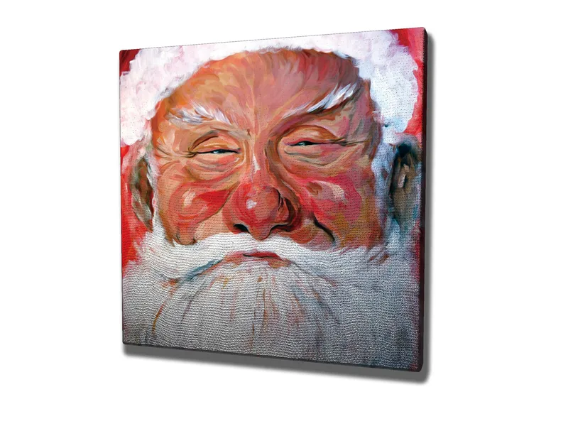 Canvastavla 45x45 cm - Glad jultomte med vit skägg och röd bakgrund - Röd / Vit / Hudfärg - Inredning - Tavlor & posters - Canvastavla