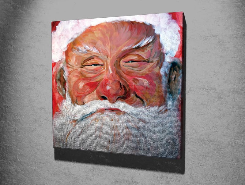 Canvastavla 45x45 cm - Glad jultomte med vit skägg och röd bakgrund - Röd / Vit / Hudfärg - Inredning - Tavlor & posters - Canvastavla