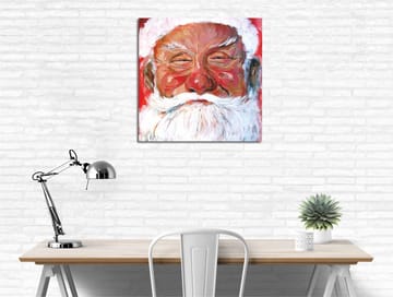 Canvastavla 45x45 cm - Glad jultomte med vit skägg och röd bakgrund - Röd / Vit / Hudfärg - Inredning - Tavlor & posters - Canvastavla