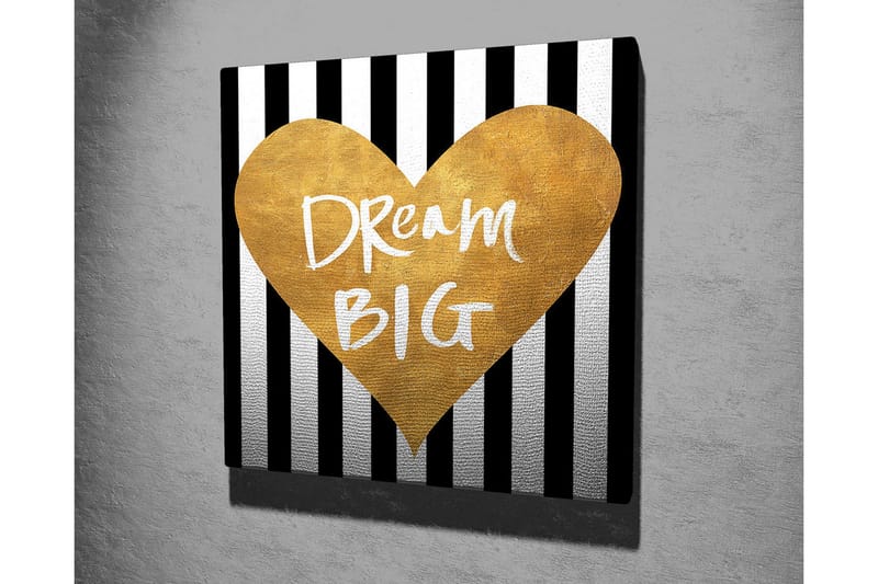 Canvastavla 45x45 cm - Gyllene hjärta med inspirerande text - Guld / Svart / Vitt - Inredning - Tavlor & posters - Canvastavla