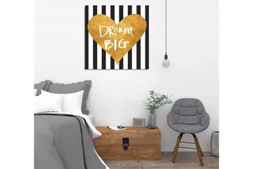 Canvastavla 45x45 cm - Gyllene hjärta med inspirerande text - Guld / Svart / Vitt - Inredning - Tavlor & posters - Canvastavla