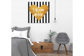 Canvastavla 45x45 cm - Gyllene hjärta med inspirerande text - Guld / Svart / Vitt - Inredning - Tavlor & posters - Canvastavla