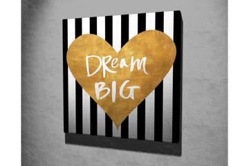 Canvastavla 45x45 cm - Gyllene hjärta med inspirerande text - Guld / Svart / Vitt - Inredning - Tavlor & posters - Canvastavla