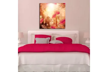 Canvastavla 45x45 cm - Höstlöv som svävar i ett gyllene ljus - Röd / Orange / Beige - Inredning - Tavlor & posters - Canvastavla