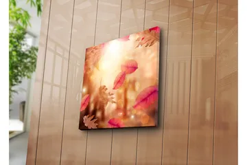 Canvastavla 45x45 cm - Höstlöv som svävar i ett gyllene ljus - Röd / Orange / Beige - Inredning - Tavlor & posters - Canvastavla