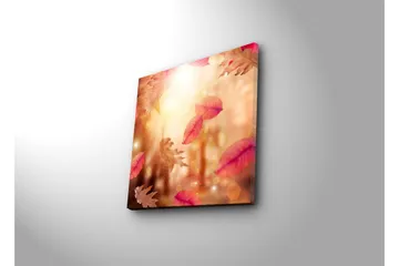 Canvastavla 45x45 cm - Höstlöv som svävar i ett gyllene ljus - Röd / Orange / Beige - Inredning - Tavlor & posters - Canvastavla