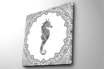 Canvastavla 45x45 cm - Havsdrake i detaljerad svart och vit stil - Svart / Vit - Inredning - Tavlor & posters - Canvastavla