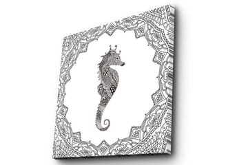 Canvastavla 45x45 cm - Havsdrake i detaljerad svart och vit stil - Svart / Vit - Inredning - Tavlor & posters - Canvastavla