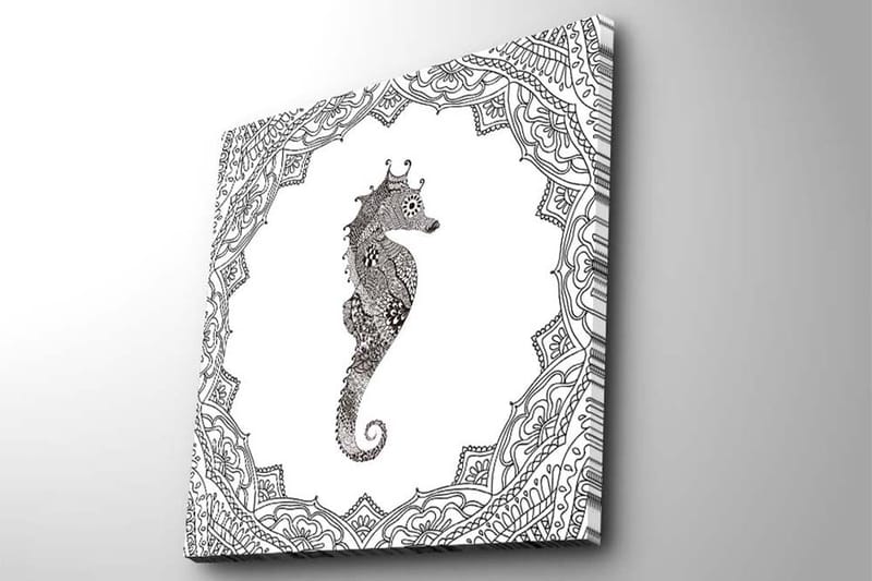 Canvastavla 45x45 cm - Havsdrake i detaljerad svart och vit stil - Svart / Vit - Inredning - Tavlor & posters - Canvastavla