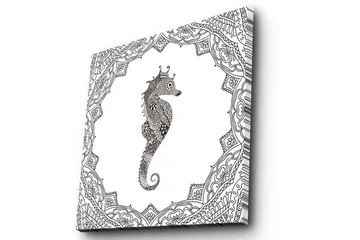 Canvastavla 45x45 cm - Havsdrake i detaljerad svart och vit stil - Svart / Vit - Inredning - Tavlor & posters - Canvastavla