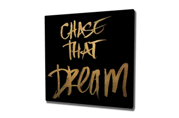 Canvastavla 45x45 cm - Inspirerande text med budskapet att följa sina drömmar - Guld / Svart - Inredning - Tavlor & posters - Canvastavla