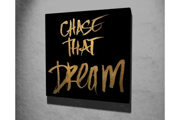 Canvastavla 45x45 cm - Inspirerande text med budskapet att följa sina drömmar - Guld / Svart - Inredning - Tavlor & posters - Canvastavla