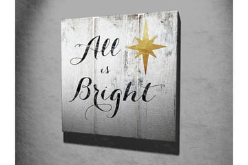 Canvastavla 45x45 cm - Inspirerande text med stjärna på träpanel - Vit / Svart / Guld - Inredning - Tavlor & posters - Canvastavla