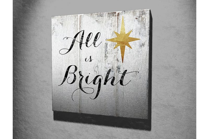 Canvastavla 45x45 cm - Inspirerande text med stjärna på träpanel - Vit / Svart / Guld - Inredning - Tavlor & posters - Canvastavla
