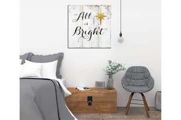 Canvastavla 45x45 cm - Inspirerande text med stjärna på träpanel - Vit / Svart / Guld - Inredning - Tavlor & posters - Canvastavla