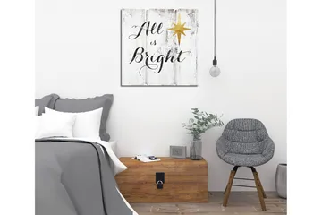Canvastavla 45x45 cm - Inspirerande text med stjärna på träpanel - Vit / Svart / Guld - Inredning - Tavlor & posters - Canvastavla