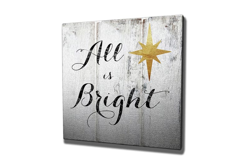 Canvastavla 45x45 cm - Inspirerande text med stjärna på träpanel - Vit / Svart / Guld - Inredning - Tavlor & posters - Canvastavla