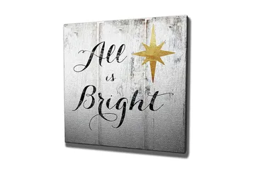 Canvastavla 45x45 cm - Inspirerande text med stjärna på träpanel - Vit / Svart / Guld - Inredning - Tavlor & posters - Canvastavla