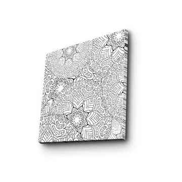 Canvastavla 45x45 cm - Intrikat mönster av blommor och blad - Svart / Vitt - Inredning - Tavlor & posters - Canvastavla