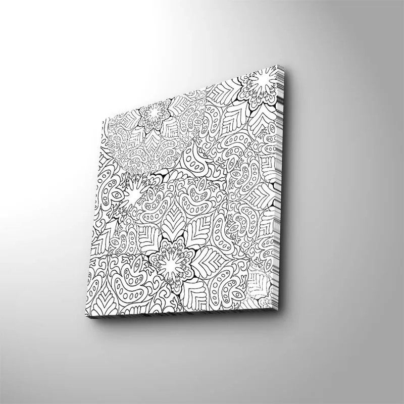 Canvastavla 45x45 cm - Intrikat mönster av blommor och blad - Svart / Vitt - Inredning - Tavlor & posters - Canvastavla