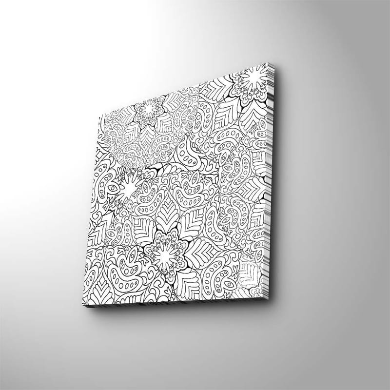Canvastavla 45x45 cm - Intrikat mönster av blommor och blad - Svart / Vitt - Inredning - Tavlor & posters - Canvastavla