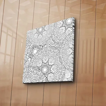 Canvastavla 45x45 cm - Intrikat mönster av blommor och blad - Svart / Vitt - Inredning - Tavlor & posters - Canvastavla