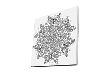 Canvastavla 45x45 cm - Intrikat mönster av fjärilar och blommor - Svart / Vitt - Inredning - Tavlor & posters - Canvastavla