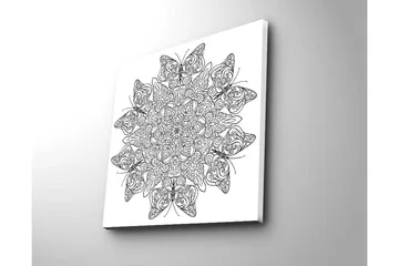 Canvastavla 45x45 cm - Intrikat mönster av fjärilar och blommor - Svart / Vitt - Inredning - Tavlor & posters - Canvastavla