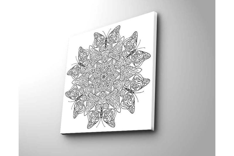 Canvastavla 45x45 cm - Intrikat mönster av fjärilar och blommor - Svart / Vitt - Inredning - Tavlor & posters - Canvastavla