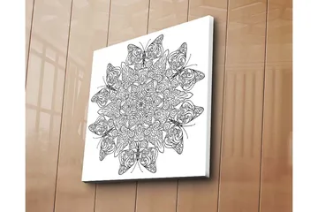 Canvastavla 45x45 cm - Intrikat mönster av fjärilar och blommor - Svart / Vitt - Inredning - Tavlor & posters - Canvastavla